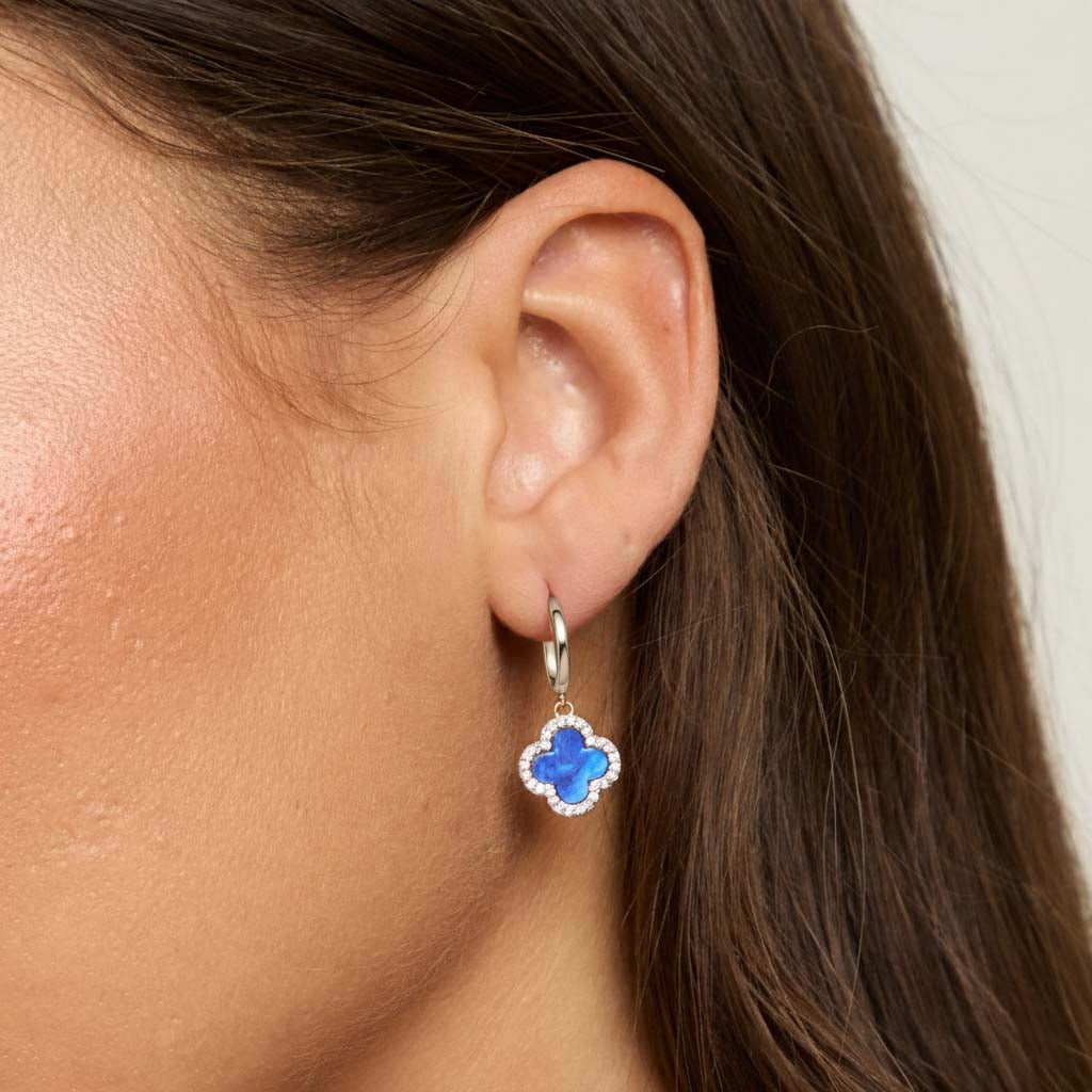 TRINITY - GOLD / DIAMOND BLUE EARRINGS