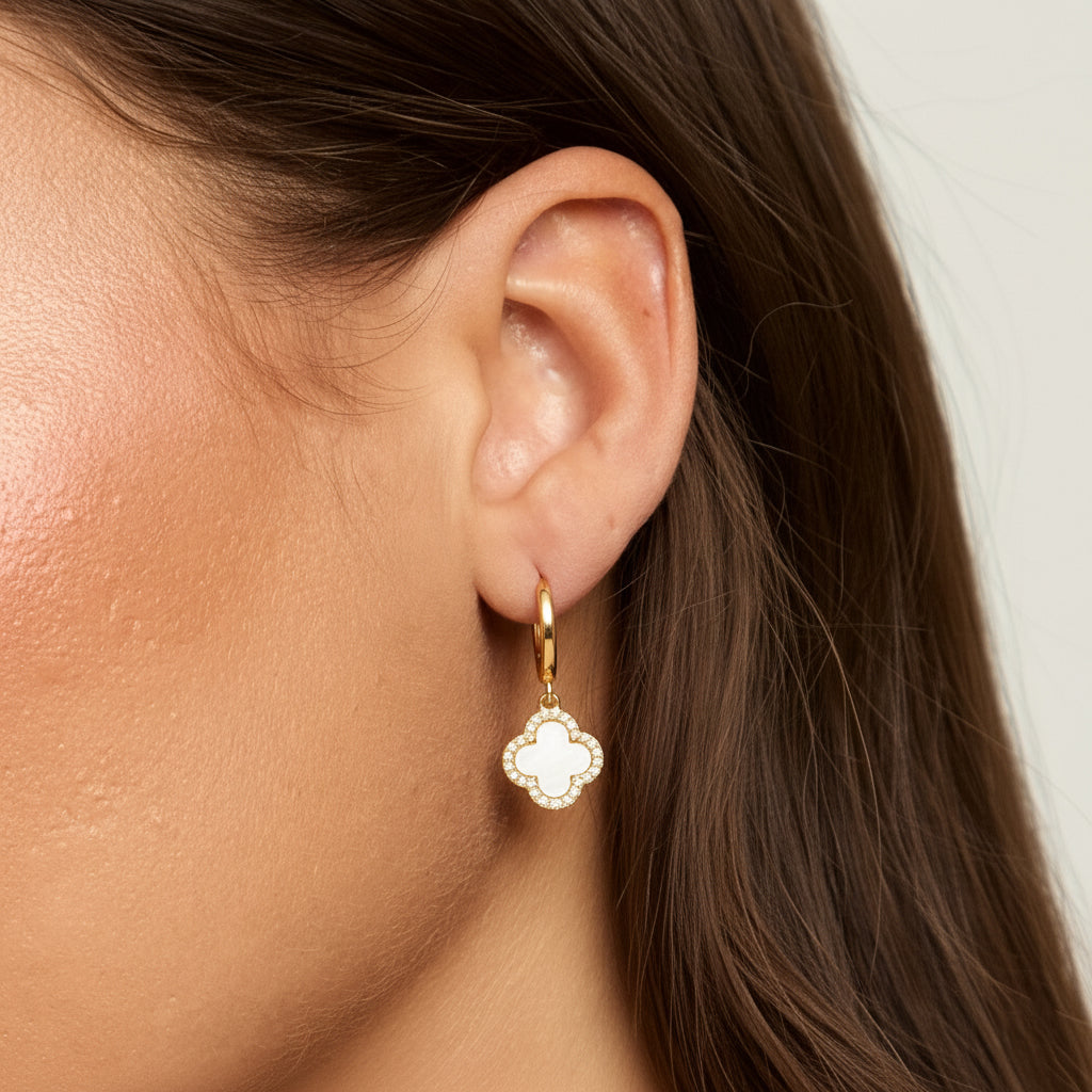 TRINITY - GOLD / DIAMOND WHITE EARRINGS