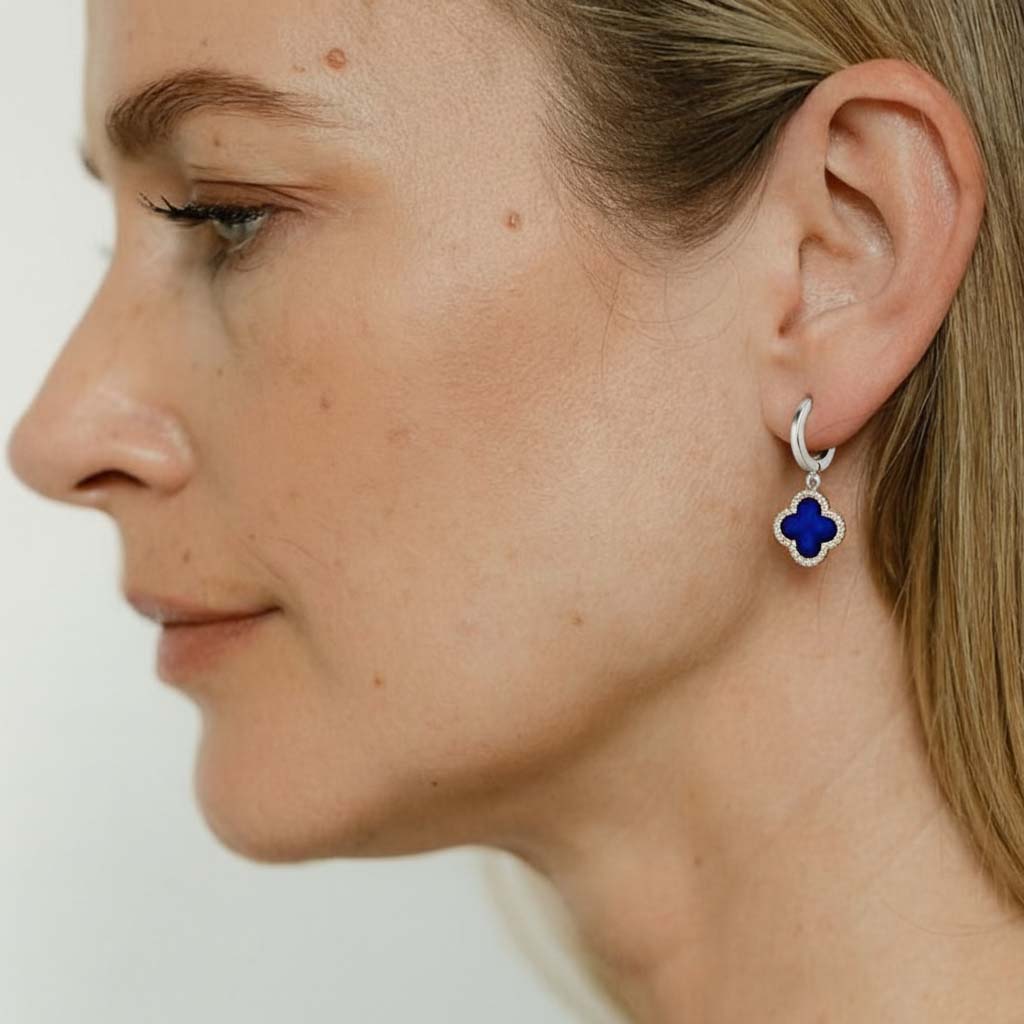 TRINITY - WHITE GOLD / DIAMOND BLUE EARRINGS