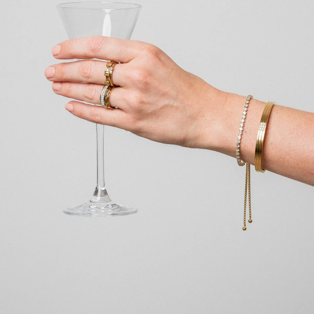 Sparkling Gold-Plated CZ Half Tennis Bracelet: Adjustable, Elegant, Everyday Wear