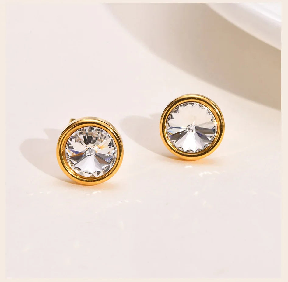 ROUND CUBIC STUD EARRINGS
