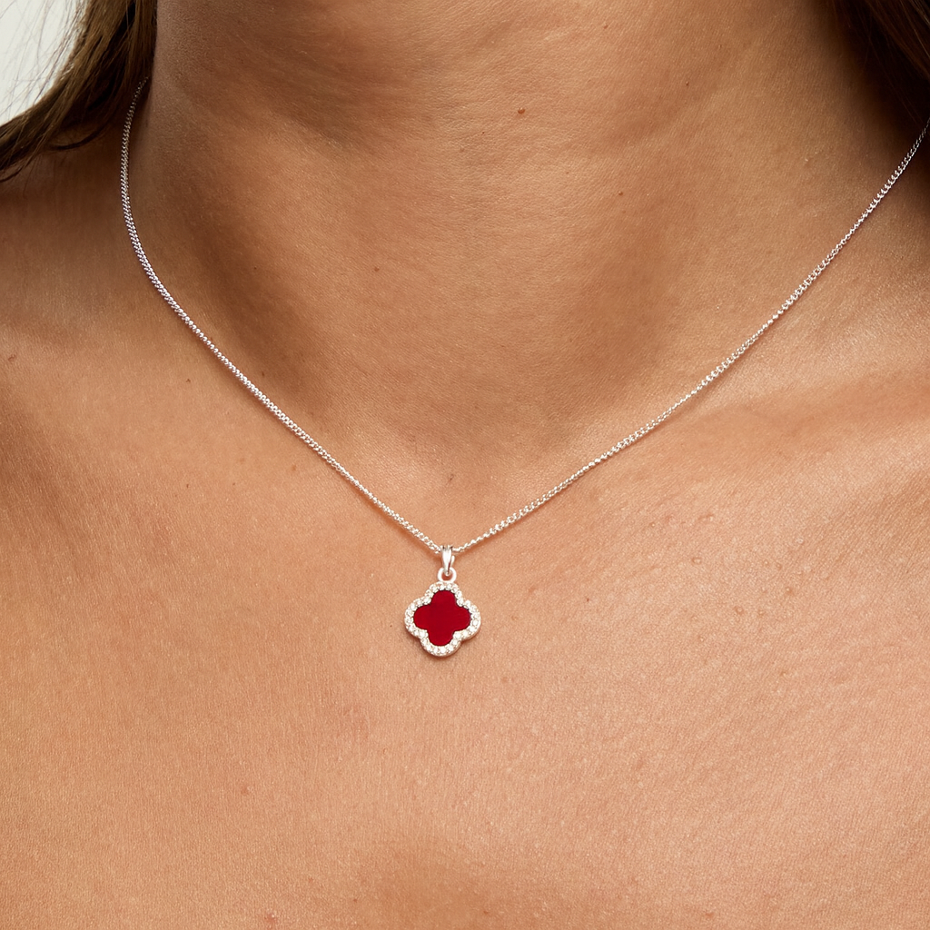 TRINITY - WHITE GOLD / DIAMOND RED NECKLACE