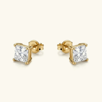 March Solitaire Gold Earrings