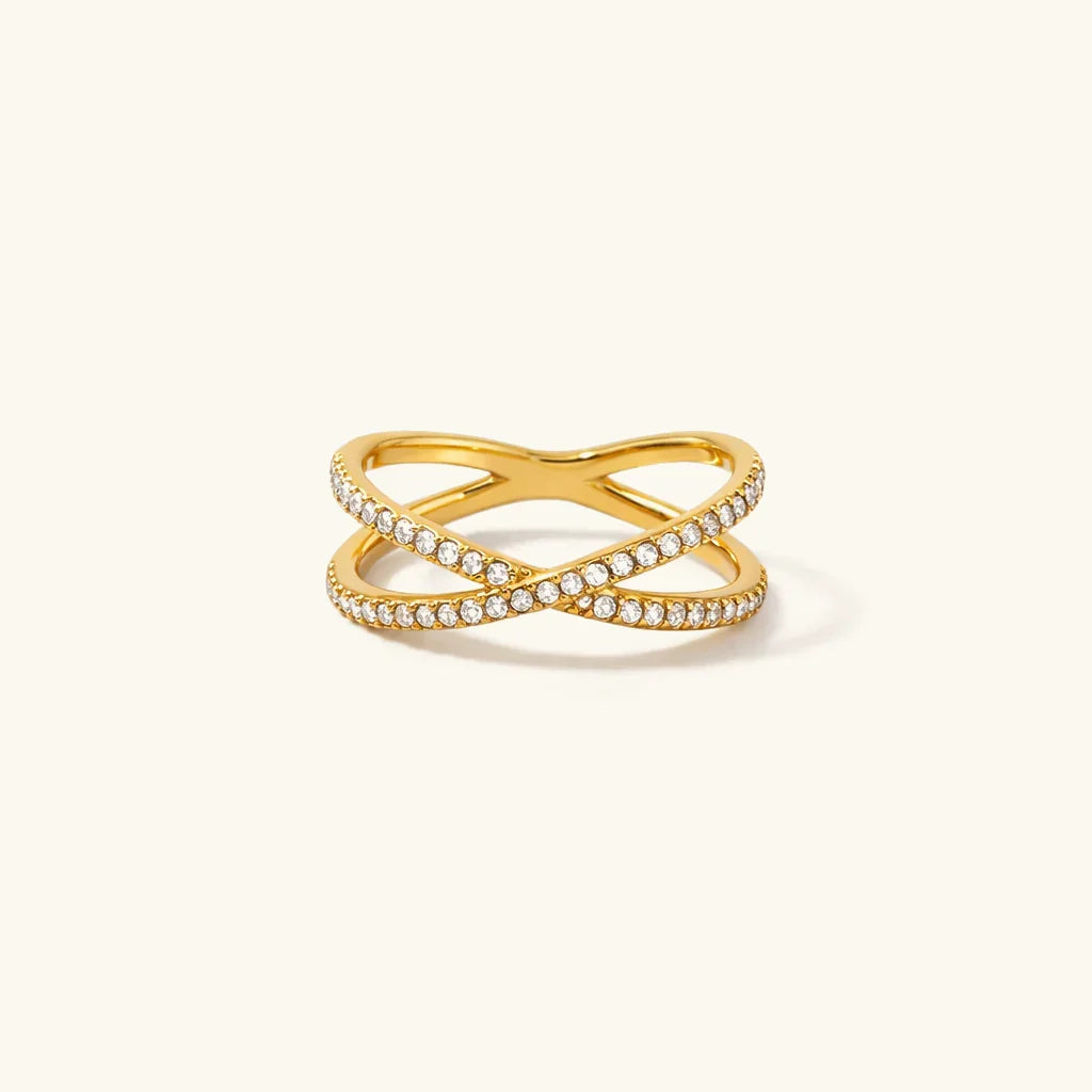 Nia Gold Diamond Cross Ring