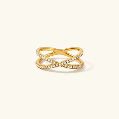 Nia Gold Diamond Cross Ring