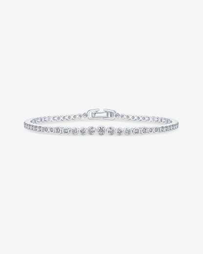 Elegant 925 Silver Circle Tennis Bracelet with Round-Cut Sparkling Stones