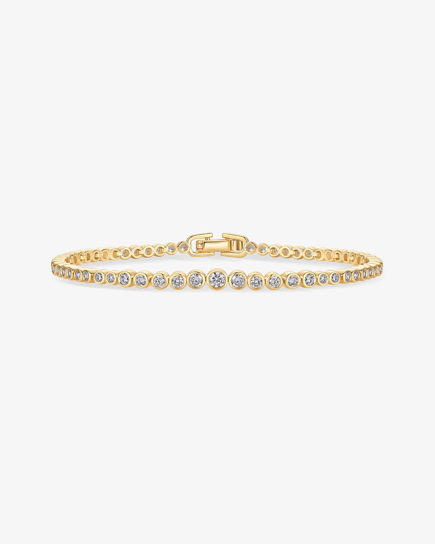 Elegant Gold-Plated Circle Tennis Bracelet with Sparkling Precision-Cut Stones