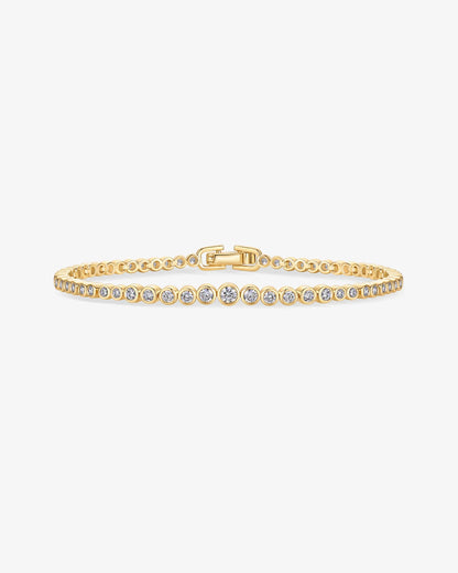 Elegant Gold-Plated Circle Tennis Bracelet with Sparkling Precision-Cut Stones