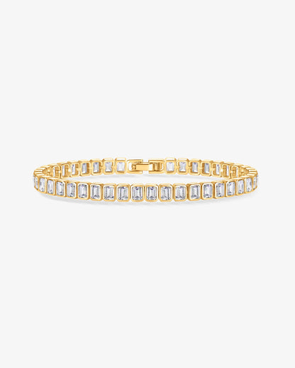 Sparkling Emerald Cut Gold Plated Tennis Bracelet - Elegant Women's Jewellery
