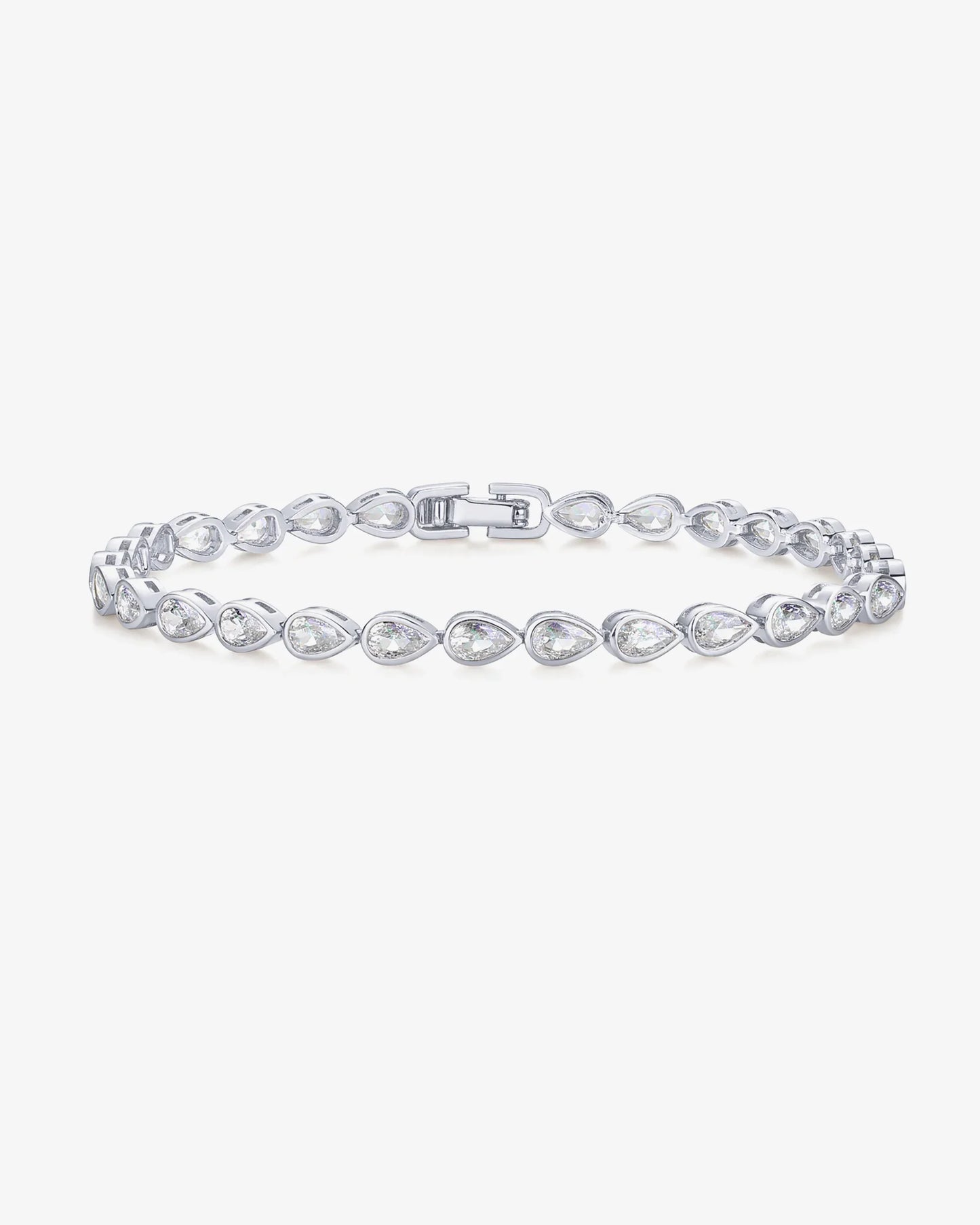 Elegant Silver-Plated Teardrop Tennis Bracelet for Everyday Timeless Sparkle
