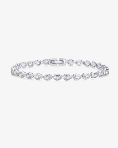 Elegant Silver-Plated Teardrop Tennis Bracelet for Everyday Timeless Sparkle