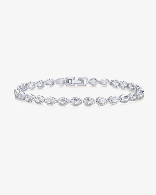 Elegant Silver-Plated Teardrop Tennis Bracelet for Everyday Timeless Sparkle
