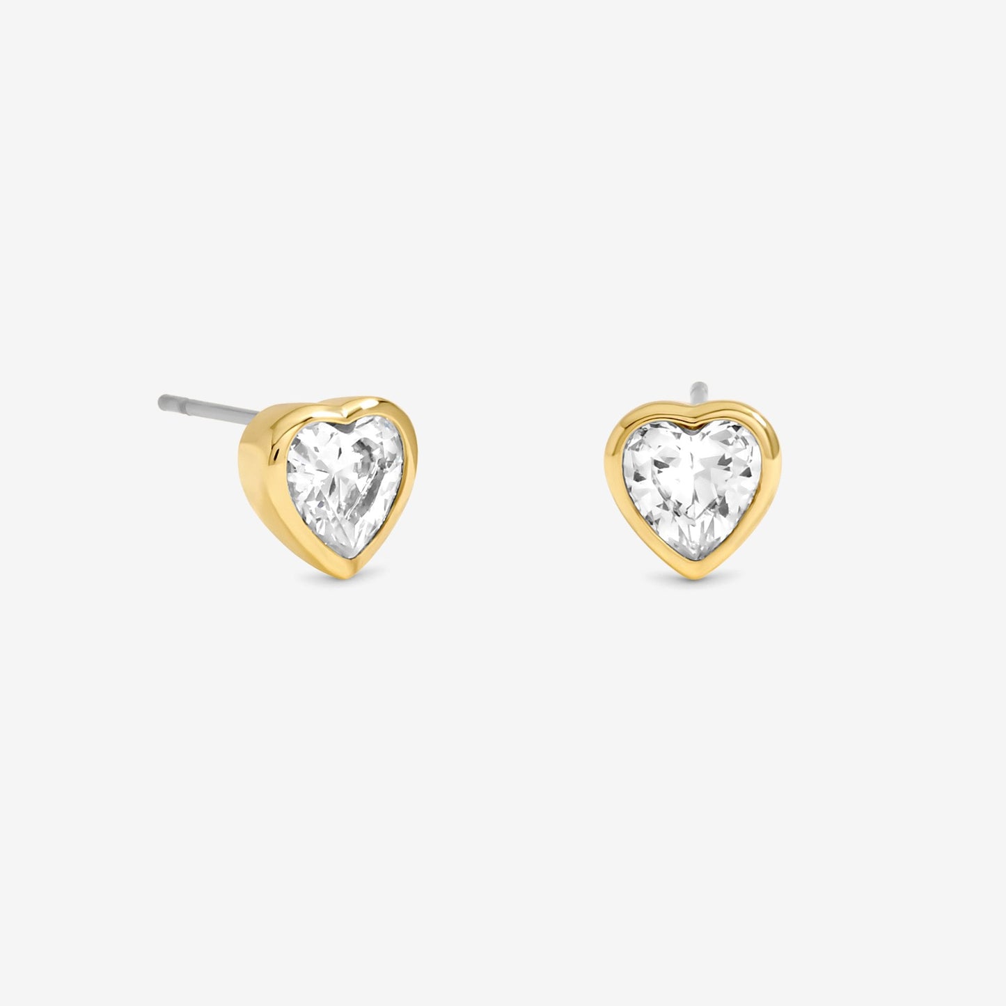 BEZEL HEART STUD EARRINGS