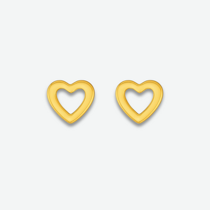 LOVE - HEART OUTLINE EARRINGS / GOLD