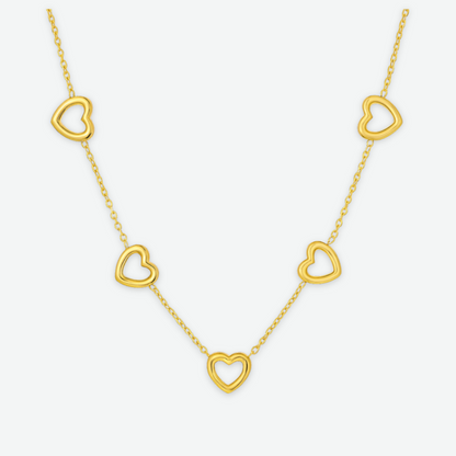 LOVE - HEART OUTLINE NECKLACE / GOLD