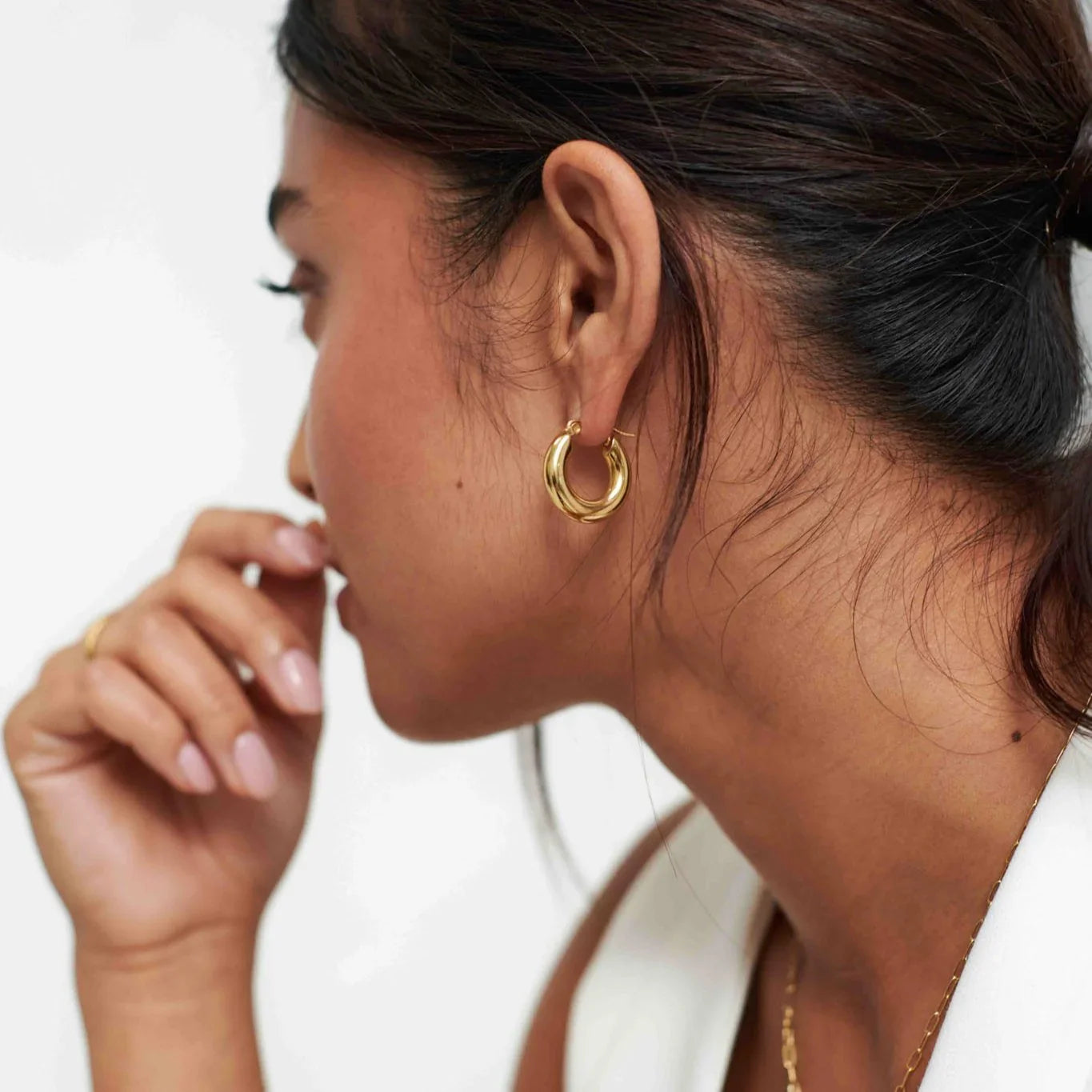 GOLD CHUBBY HOOP EARRINGS
