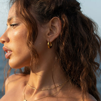 GOLD CHUBBY HOOP EARRINGS