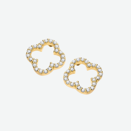 TRINITY - OPEN STUD EARRINGS / GOLD DIAMOND