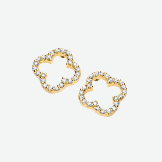 TRINITY - OPEN STUD EARRINGS / GOLD DIAMOND
