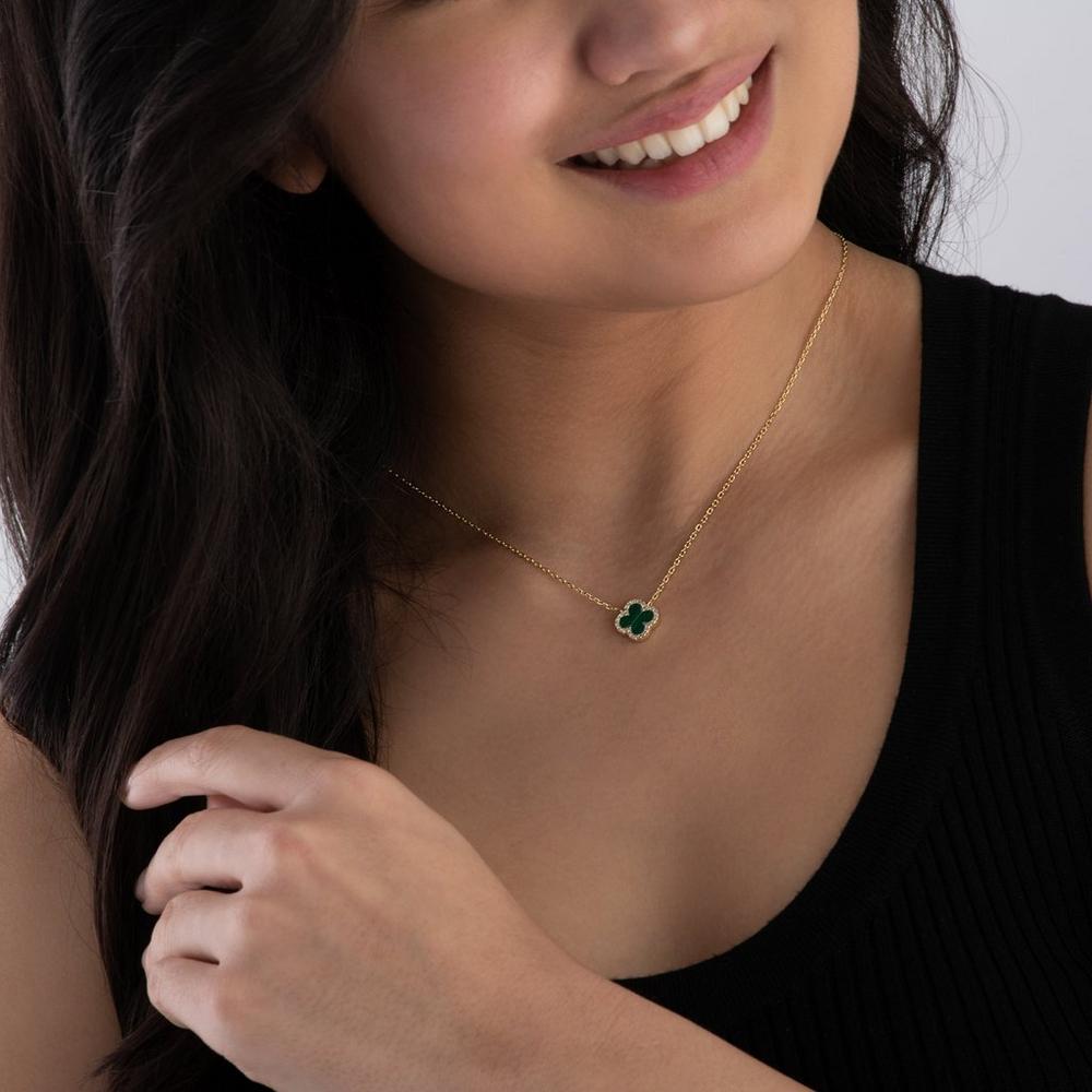 TRINITY - GOLD / DIAMOND GREEN NECKLACE