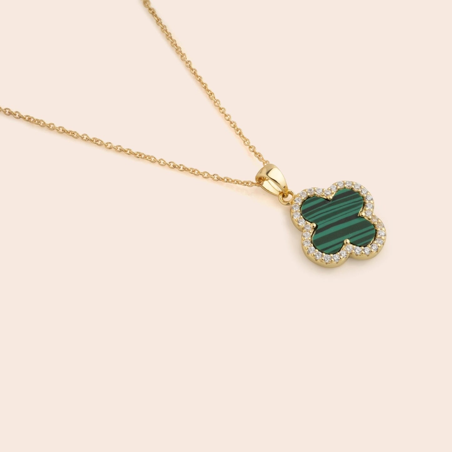 TRINITY - GOLD / DIAMOND GREEN NECKLACE