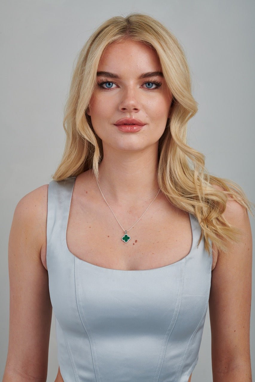 TRINITY - WHITE GOLD / DIAMOND GREEN NECKLACE