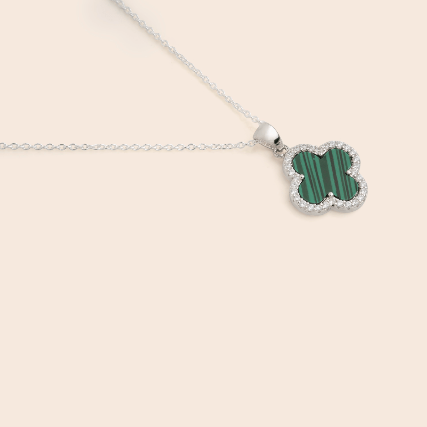 TRINITY - WHITE GOLD / DIAMOND GREEN NECKLACE