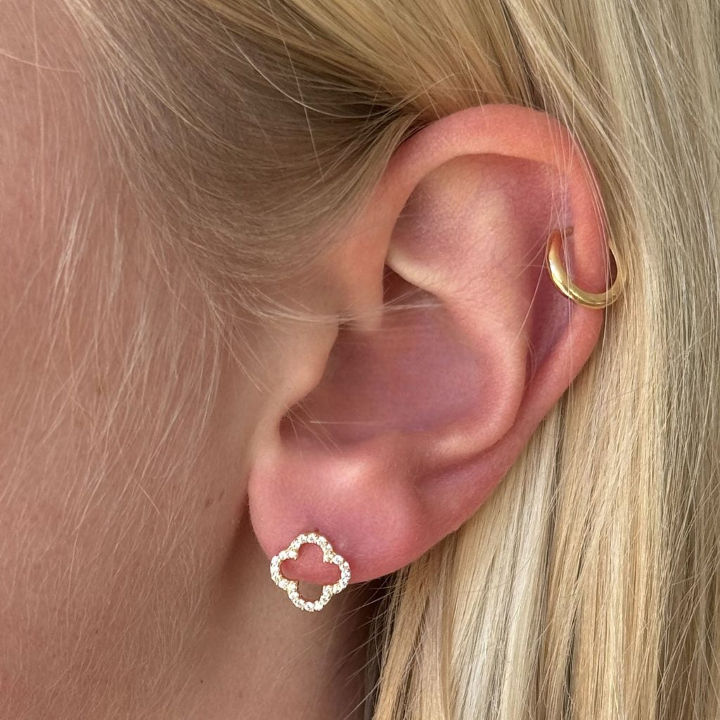 TRINITY - OPEN STUD EARRINGS / GOLD DIAMOND