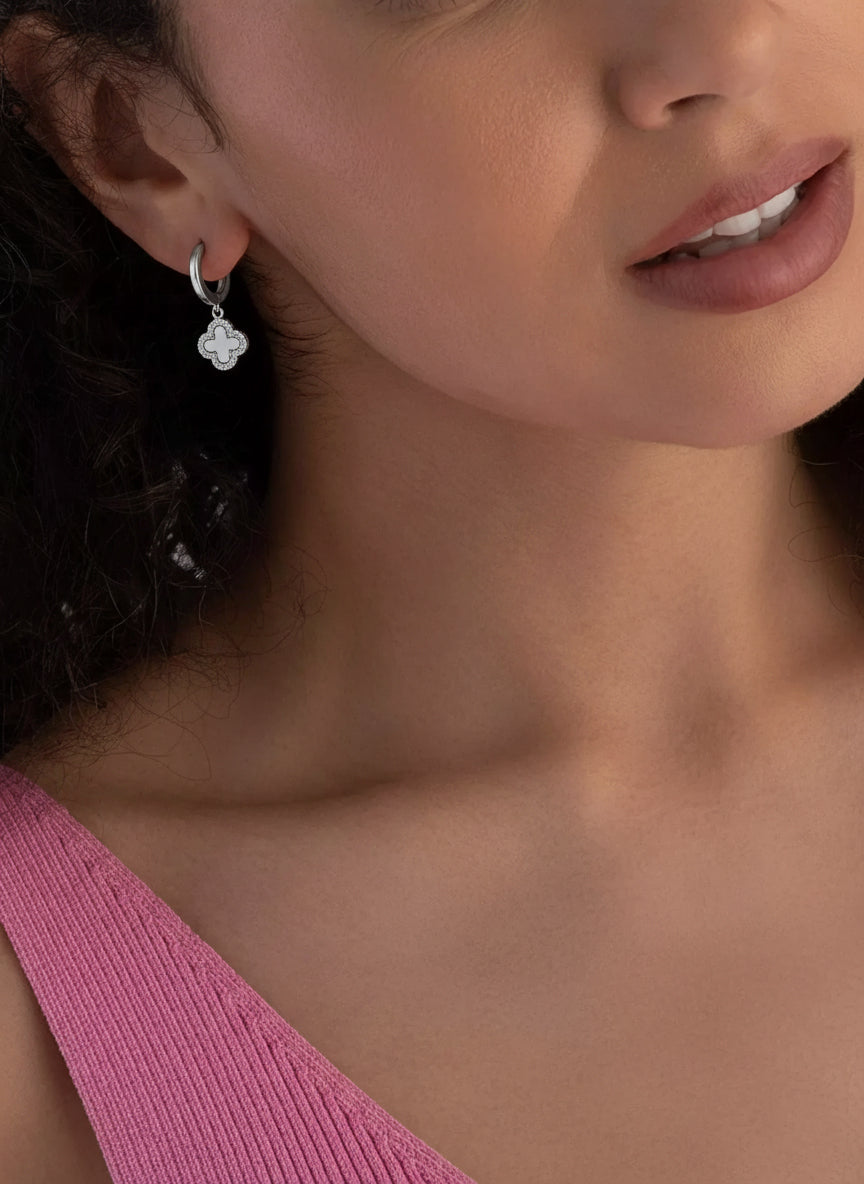 TRINITY - WHITE GOLD / DIAMOND MOTHER OF PEARL EARRINGS