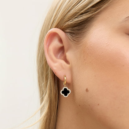 TRINITY - GOLD / DIAMOND BLACK EARRINGS