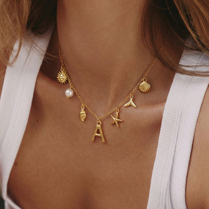 Gold Ocean Letter Necklace