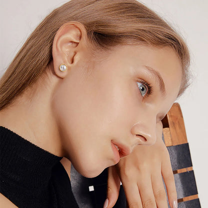 ROUND CUBIC STUD EARRINGS