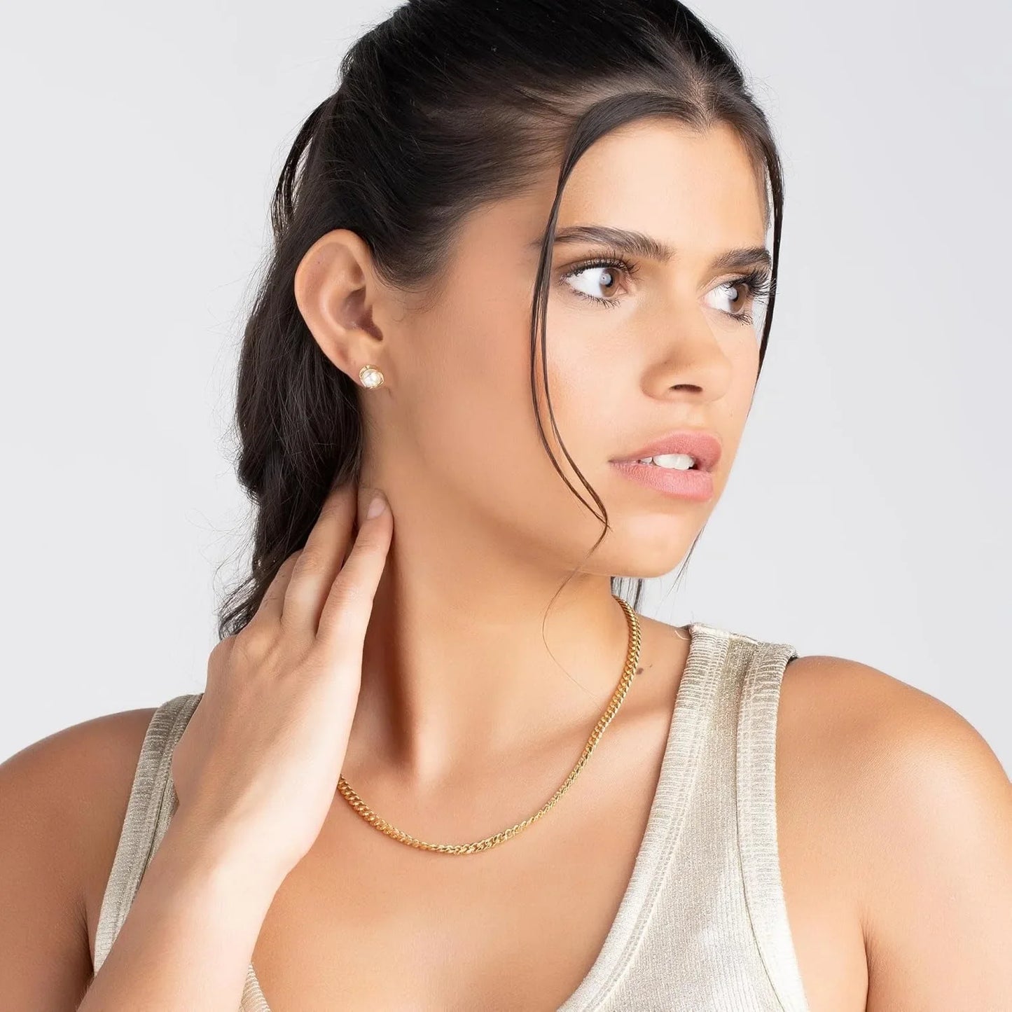 CAGED PEARL STUD EARRINGS