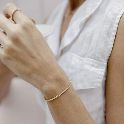 Elegant Adjustable Silver Cubic Zirconia Half-Full Tennis Bracelet for Her