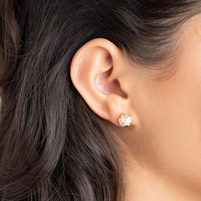 CAGED PEARL STUD EARRINGS