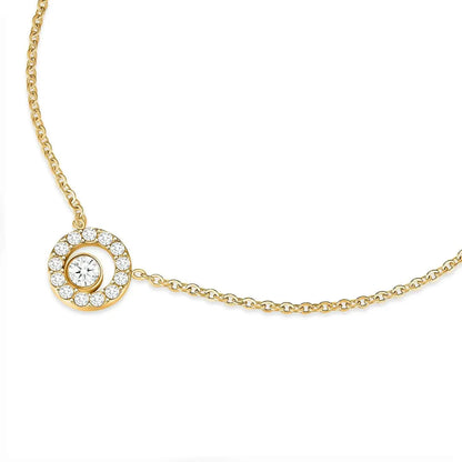 Stunning Gold-Plated Double Circle Necklace with Sparkling Zircon Stones