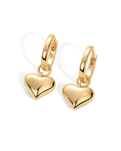 SOLID HEART HOOP EARRINGS