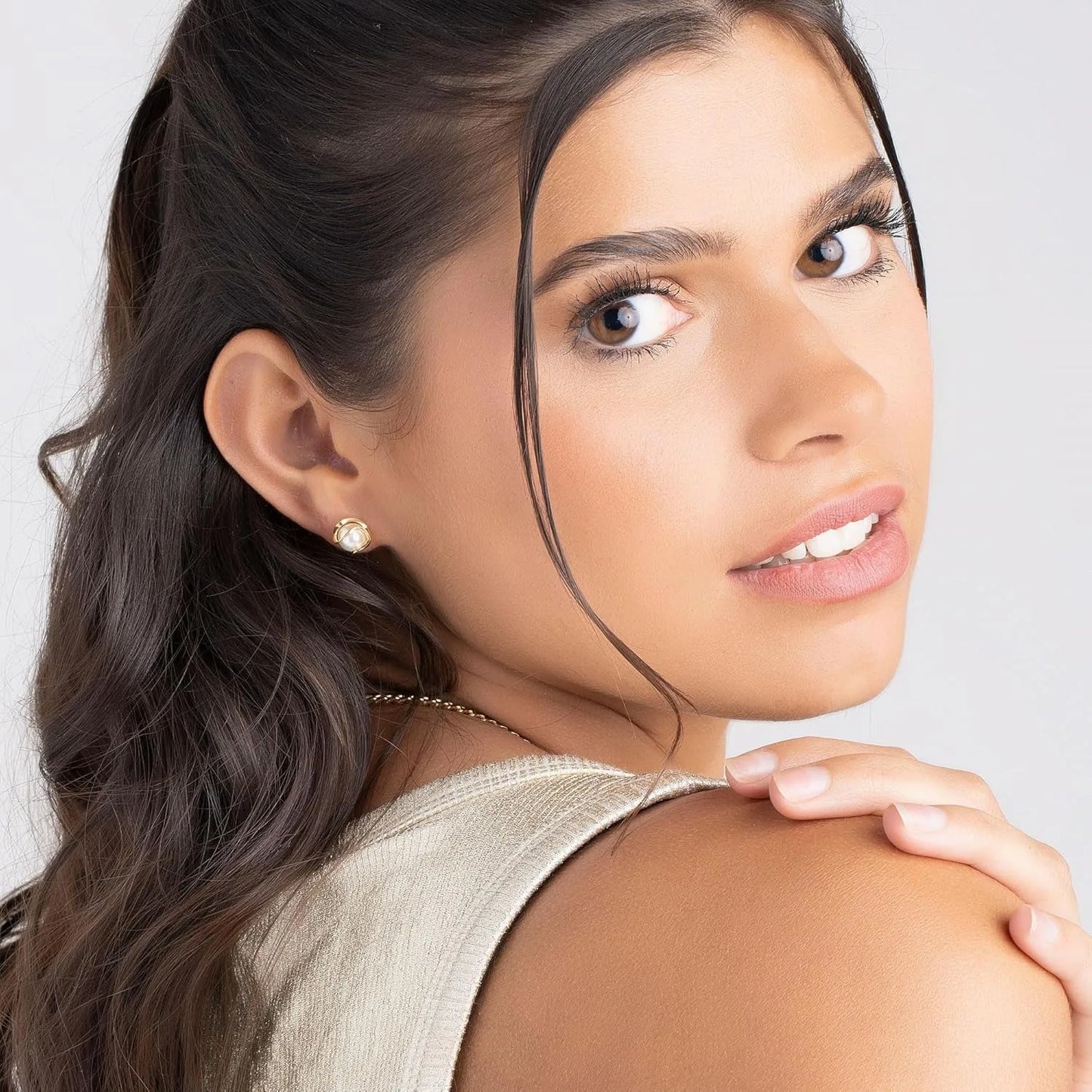 CAGED PEARL STUD EARRINGS