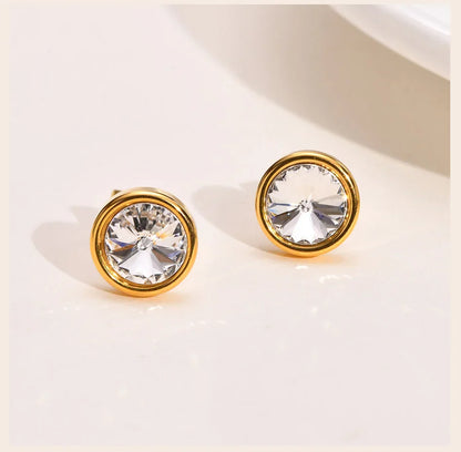 ROUND CUBIC STUD EARRINGS