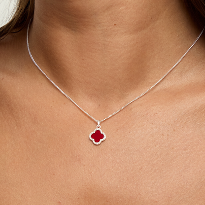 TRINITY - WHITE GOLD / DIAMOND RED NECKLACE