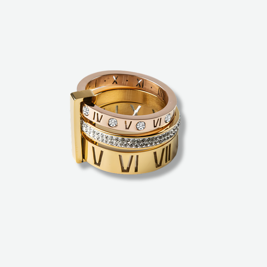 TRIPLE STACK STONE RING
