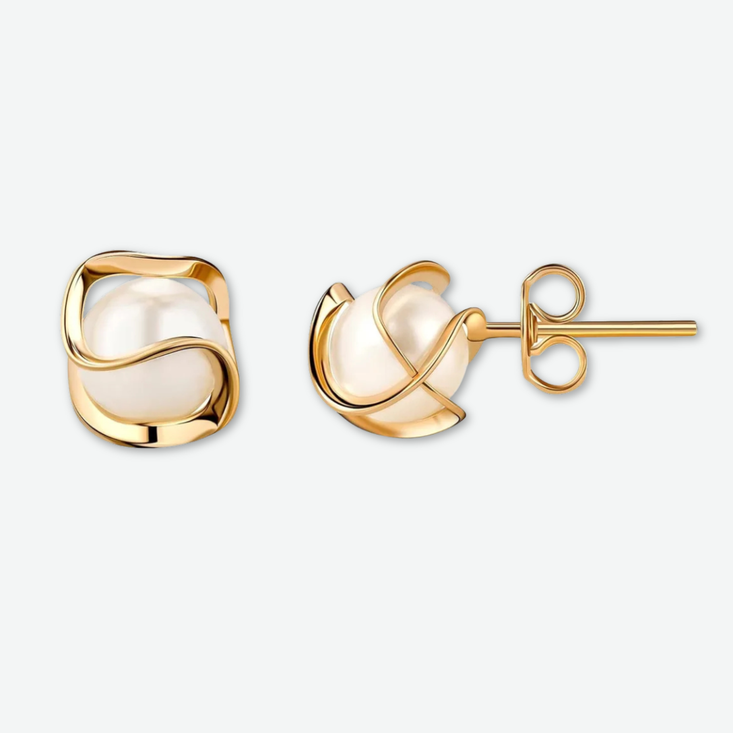 CAGED PEARL STUD EARRINGS