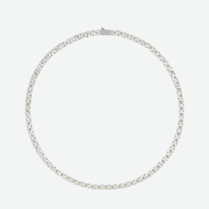 Sterling Silver Halo XL Tennis Necklace Sparkling Zirconia Dazzling Elegant Jewellery