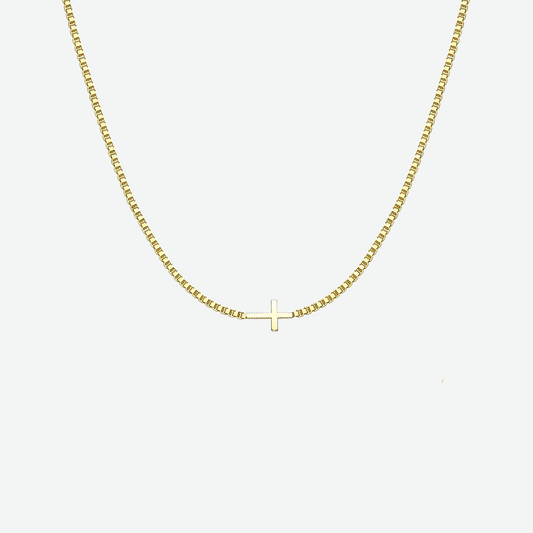 GOLD SIDE CROSS NECKLACE