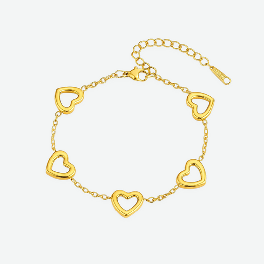 LOVE - HEART OUTLINE BRACELET / GOLD