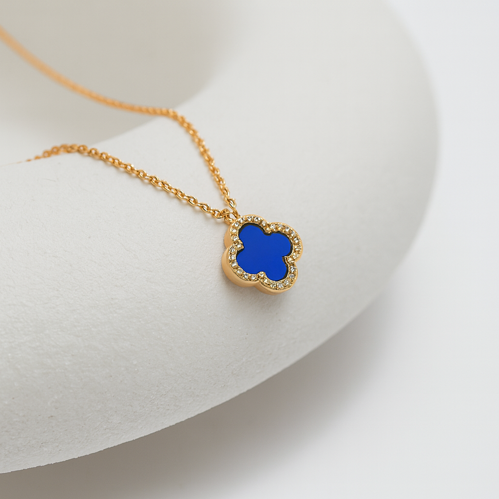 TRINITY - GOLD / DIAMOND BLUE NECKLACE
