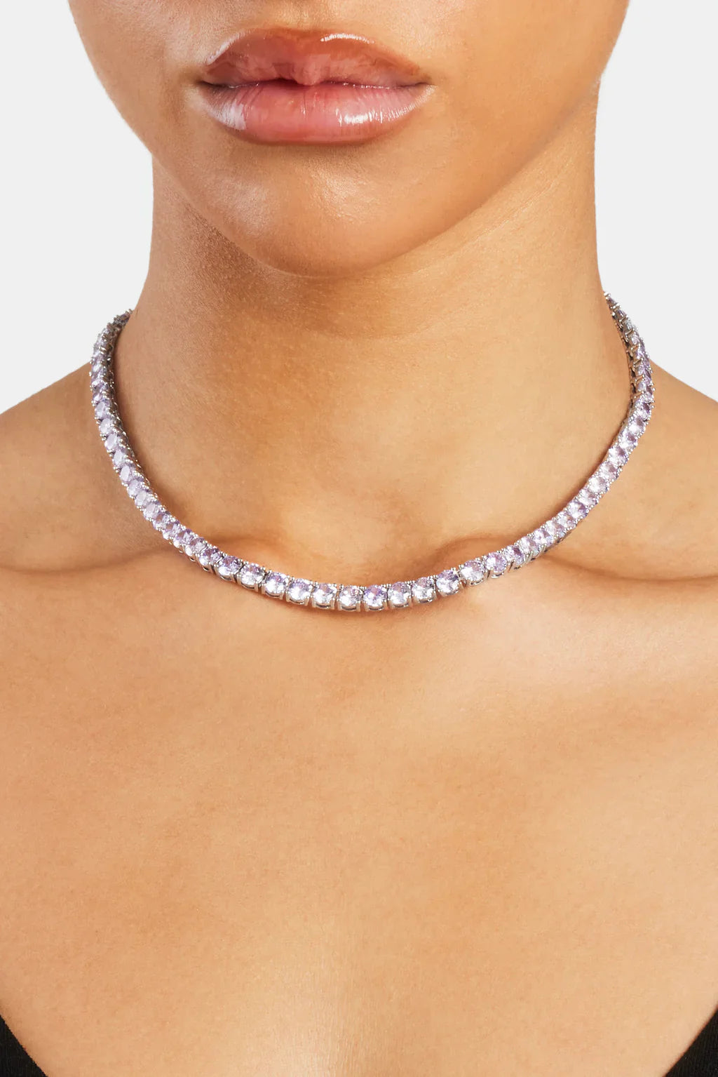 Sterling Silver Halo XL Tennis Necklace Sparkling Zirconia Dazzling Elegant Jewellery