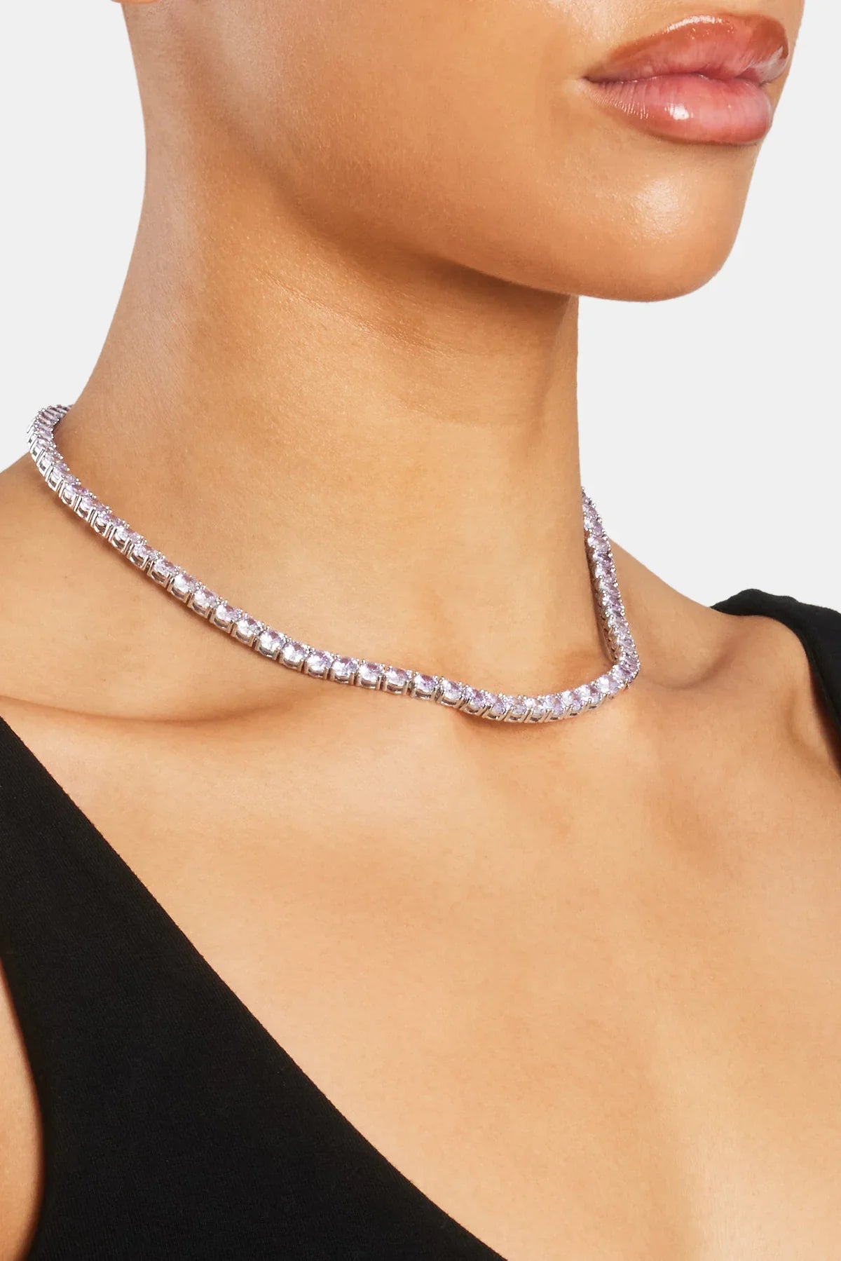 Sterling Silver Halo XL Tennis Necklace Sparkling Zirconia Dazzling Elegant Jewellery