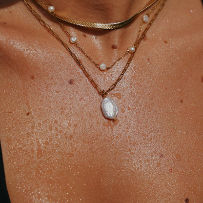 Hanalei Pearl Coin Paperclip Necklace (Bundle)