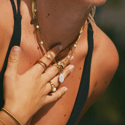 Hanalei Pearl Coin Paperclip Necklace (Bundle)